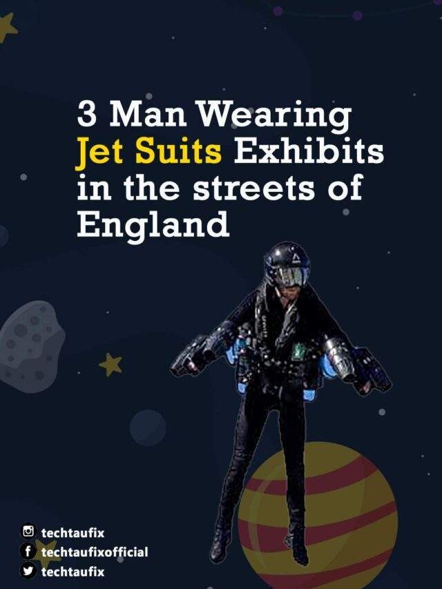 3 Man Wearing Jet Suits Exhibits in the Streets of England